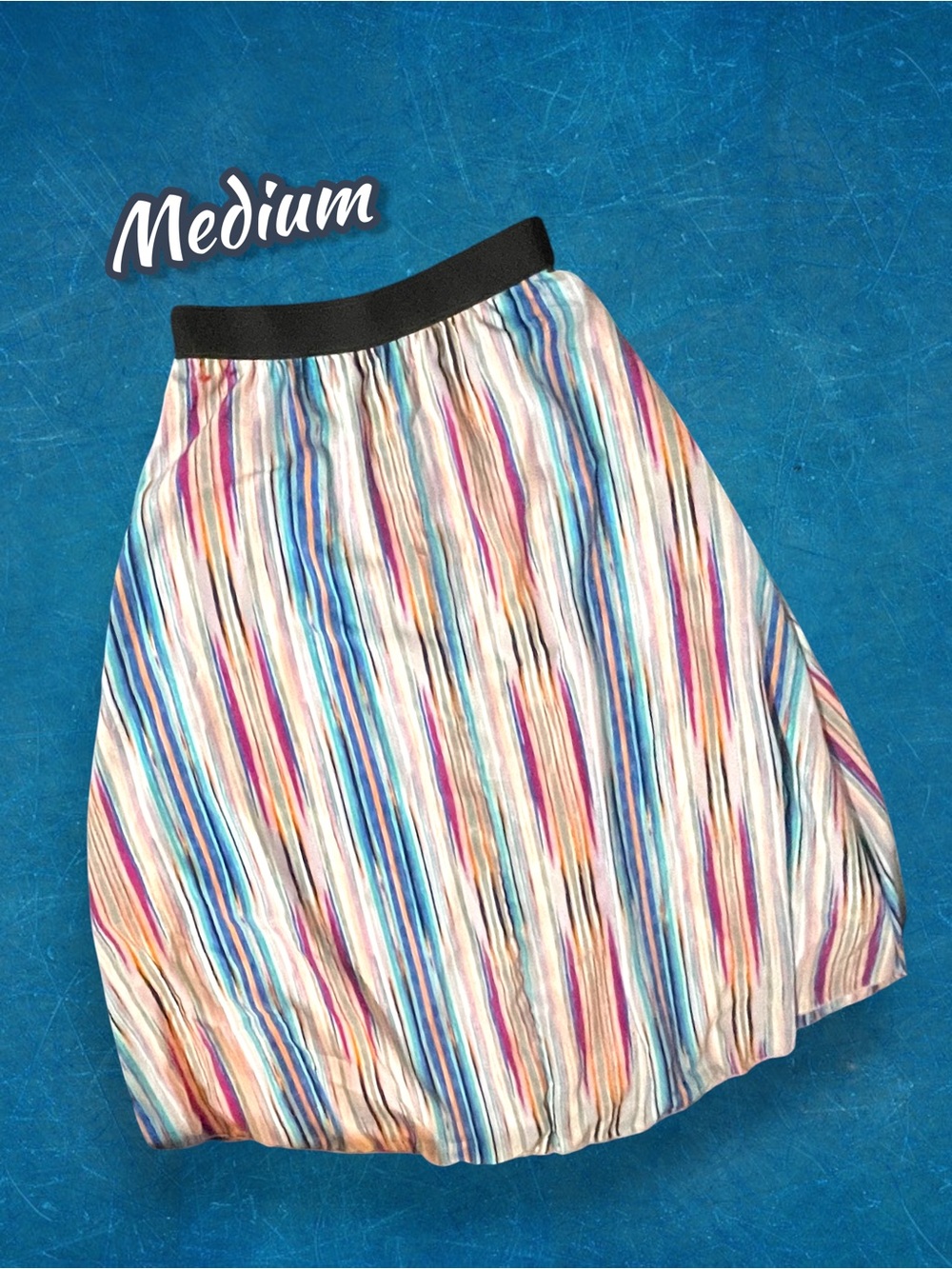 LuLaRoe Lucy Maxi Skirt Medium Vibrant Vertical Rainbow Watercolor Stripes